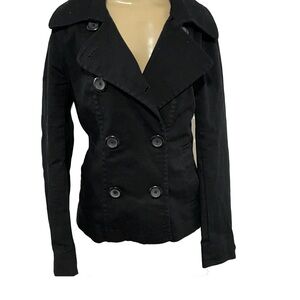 H&M  Black vintage Y2K double breasted coat jacket S 6